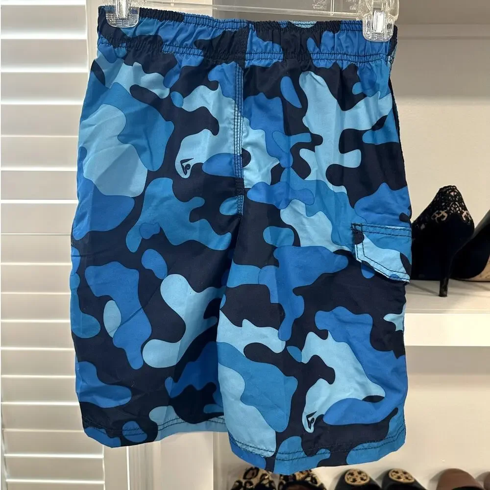 Boys Kanu Surf Specter Quick Dry UPF 50+ Beach Swim Trunks Blue Camo  S 8 NWOT